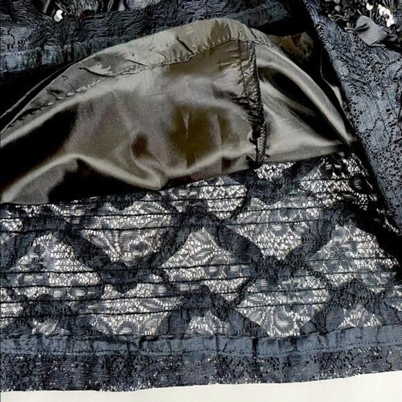 Vintage PROPHECY Black Sequined Lace Party Grunge WhimsiGoth Maxi Skirt Size 14 - Picture 8 of 12